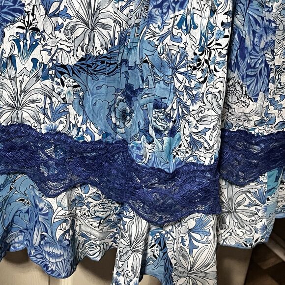 2 Piece Skirt Set Sz 12 Blue Floral Fairy Lace Ruffles Cottagecore Boho Y2k - Picture 5 of 14